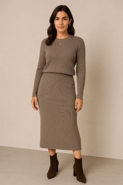 Knit Midi Skirt with Matching Top