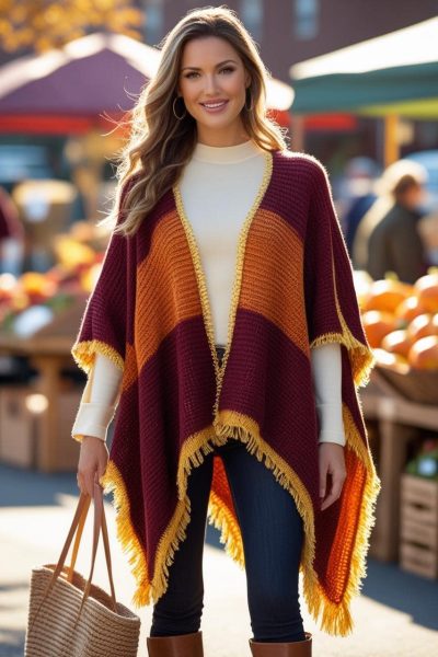 Knitted Poncho + Skinny Jeans