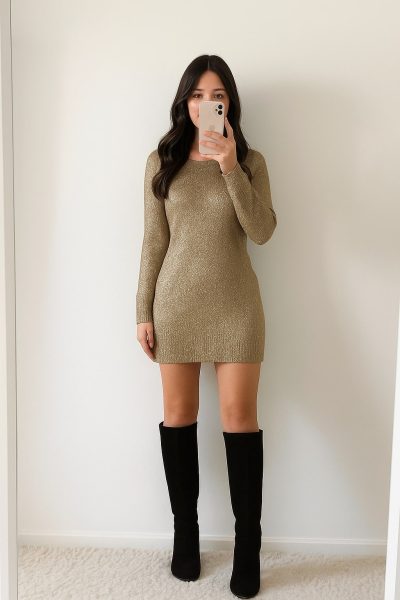 Metallic Knit Dress