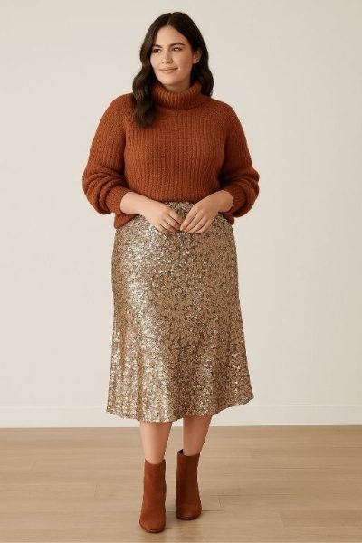 Sequin Skirt with Sweater