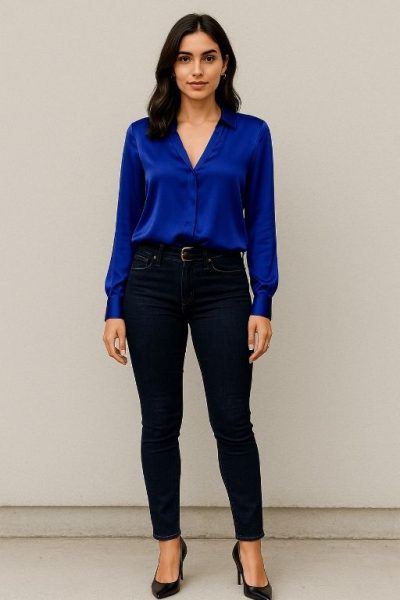 Silk Blouse with Skinny Jeans