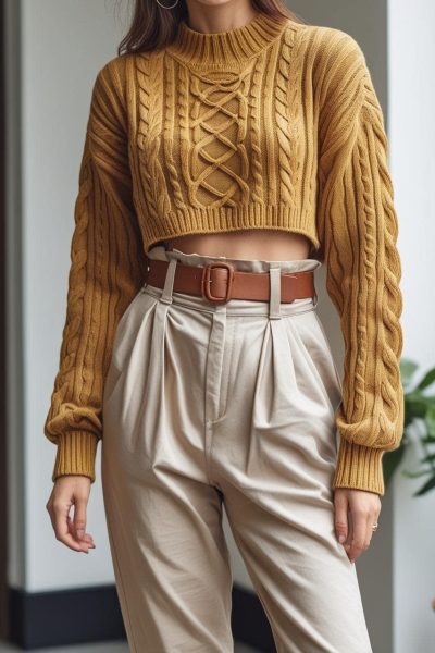 Sweater + Paperbag Waist Pants