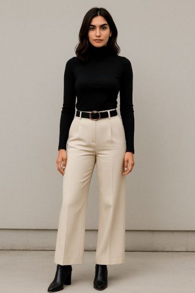 Turtleneck with Wide-Leg Pants