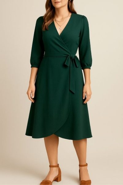 Wrap Dress in Fall Tones